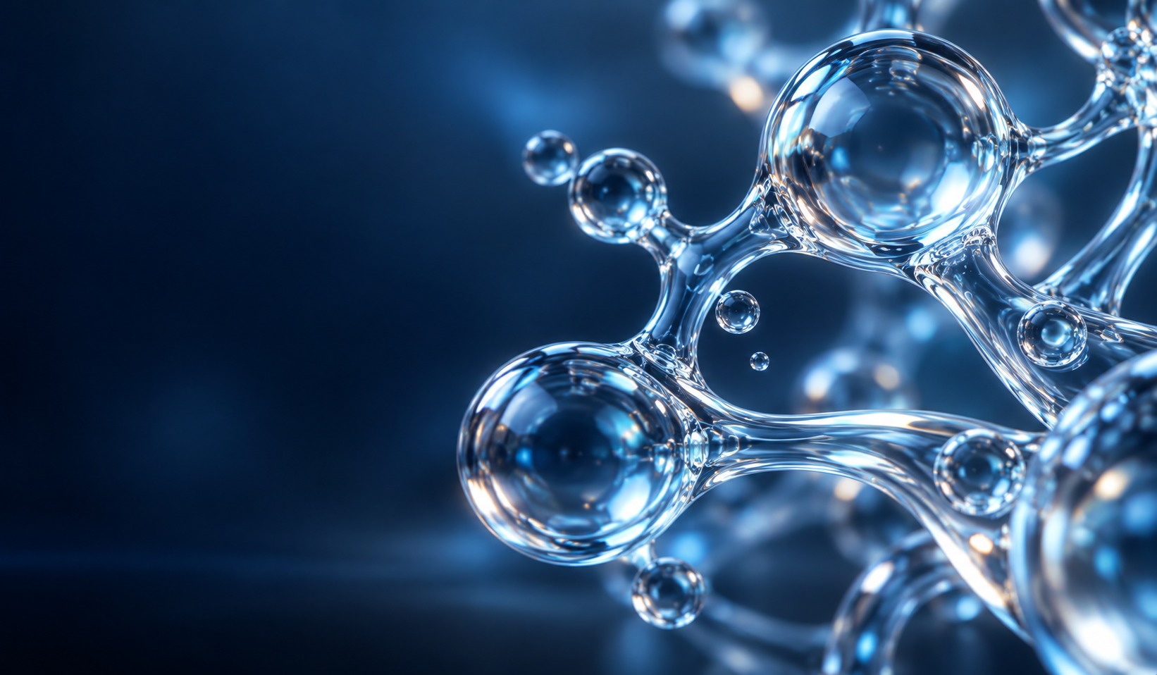 A connected network of blue optical glass, inspired by the supplied scientific visual references